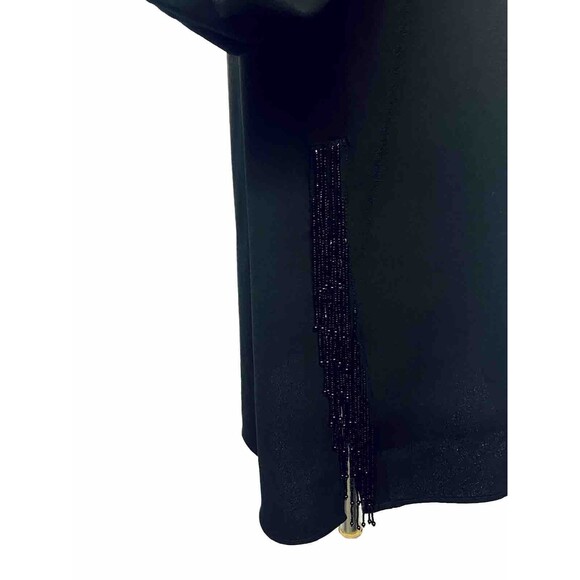 Chicos Black Label Beaded Fringe Tunic Blouse Size 1 (M) Keyhole Neckline Back - Picture 3 of 8